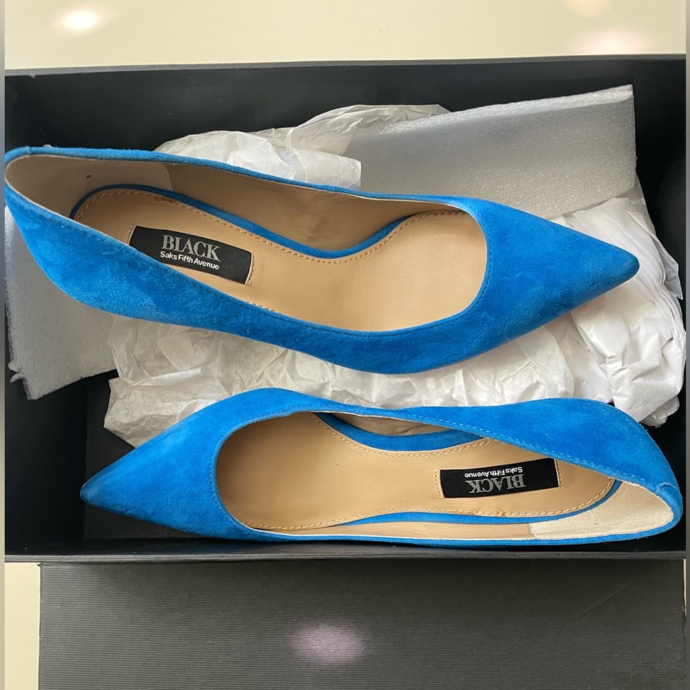 Saks fifth avenue blue suede heels